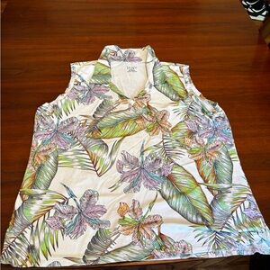 Tribal Sport Tropical Floral Sleeveless Top V-Neck XXL